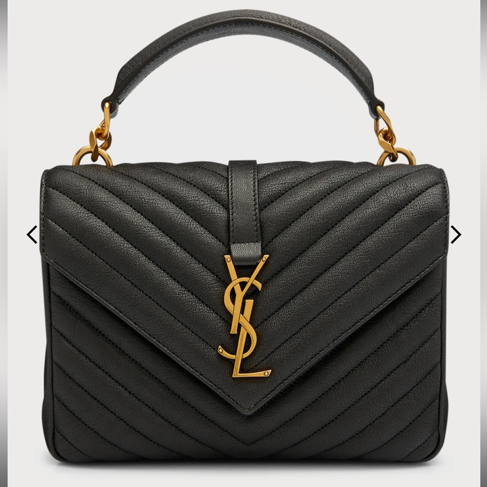 College Medium Flap YSL Shoulder Bag in Quilted Leather